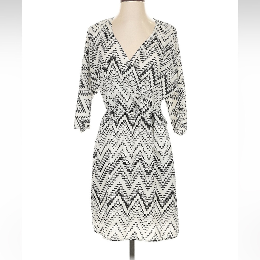 Aqua Black and White Chevron Mini Dress